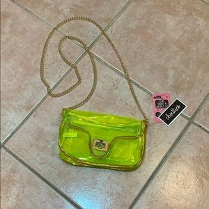 NWT Neon Green &Gold Chain Purse